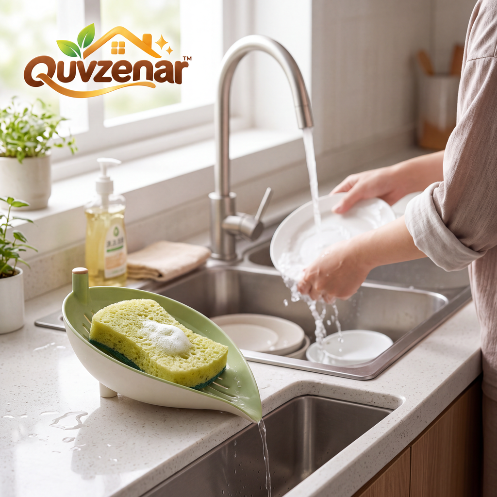 𝒒𝒖𝒗𝒛𝒆𝒏𝒂𝒓™ Leaf Drain Countertop Sponge Holder — view 3