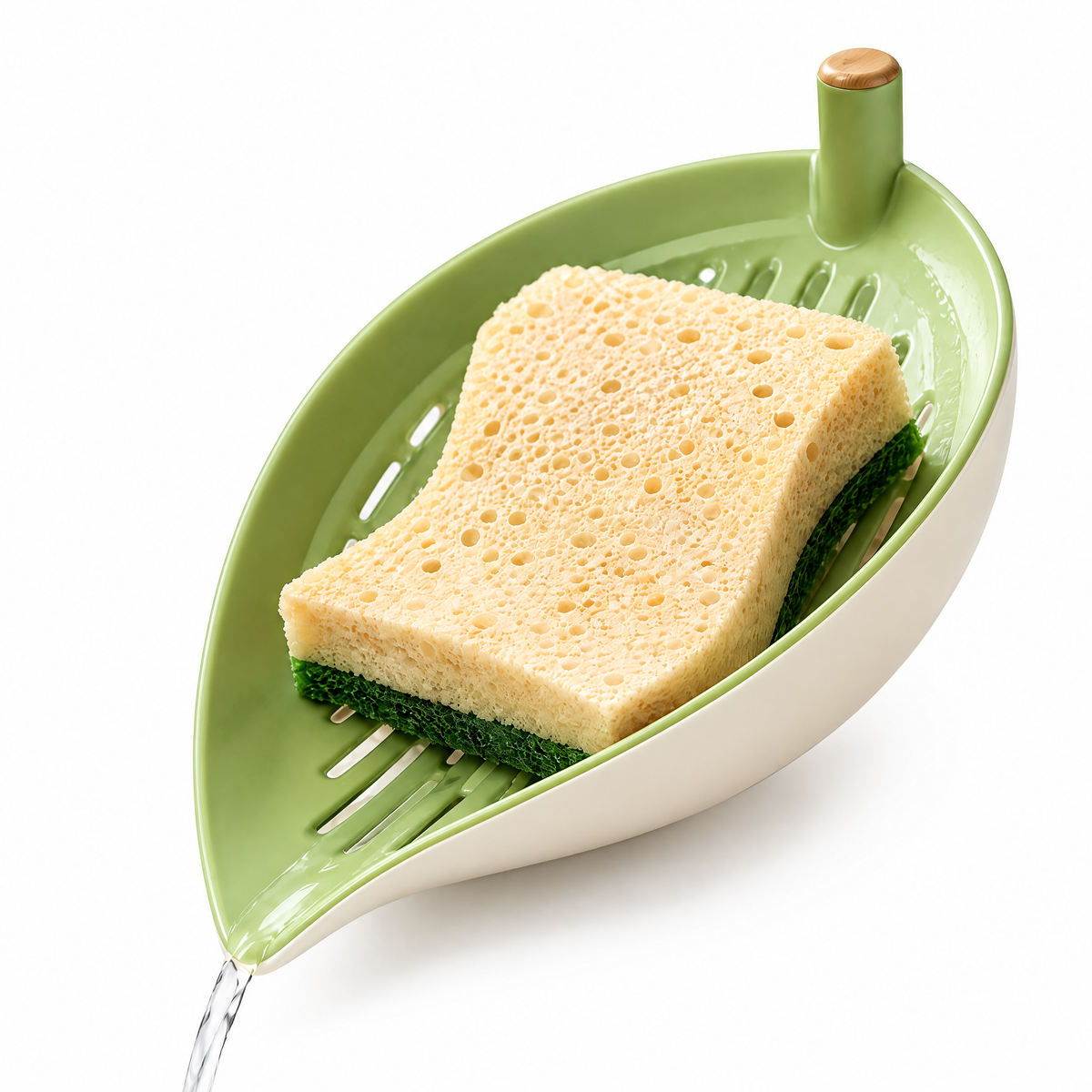 𝒒𝒖𝒗𝒛𝒆𝒏𝒂𝒓™ Leaf Drain Countertop Sponge Holder — view 5