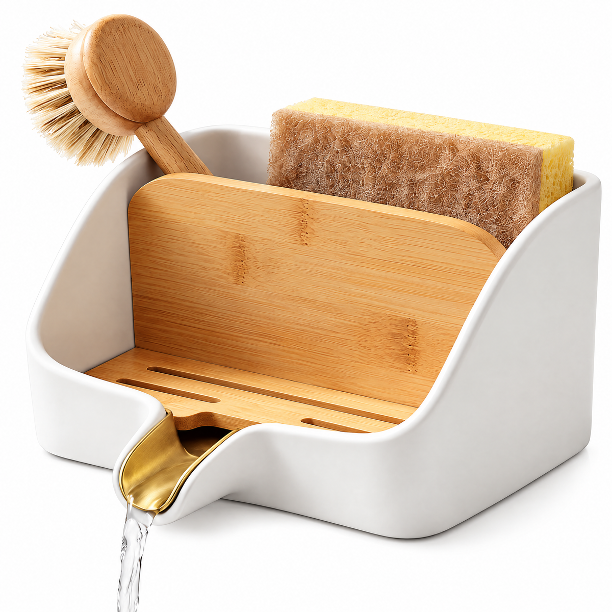 𝒒𝒖𝒗𝒛𝒆𝒏𝒂𝒓™ Natural Sink Caddy with Drainage Spout — view 5
