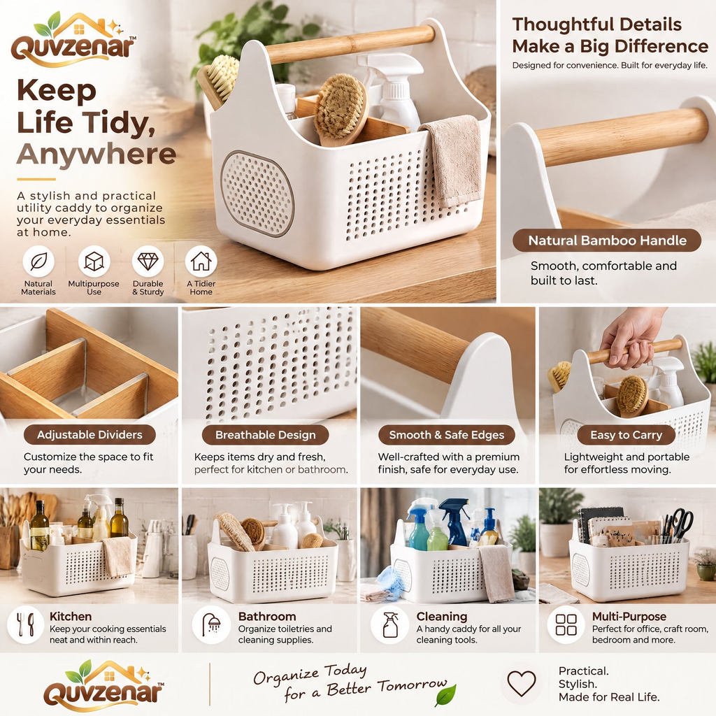𝒒𝒖𝒗𝒛𝒆𝒏𝒂𝒓™ Portable Utility Caddy with Adjustable Dividers — view 4