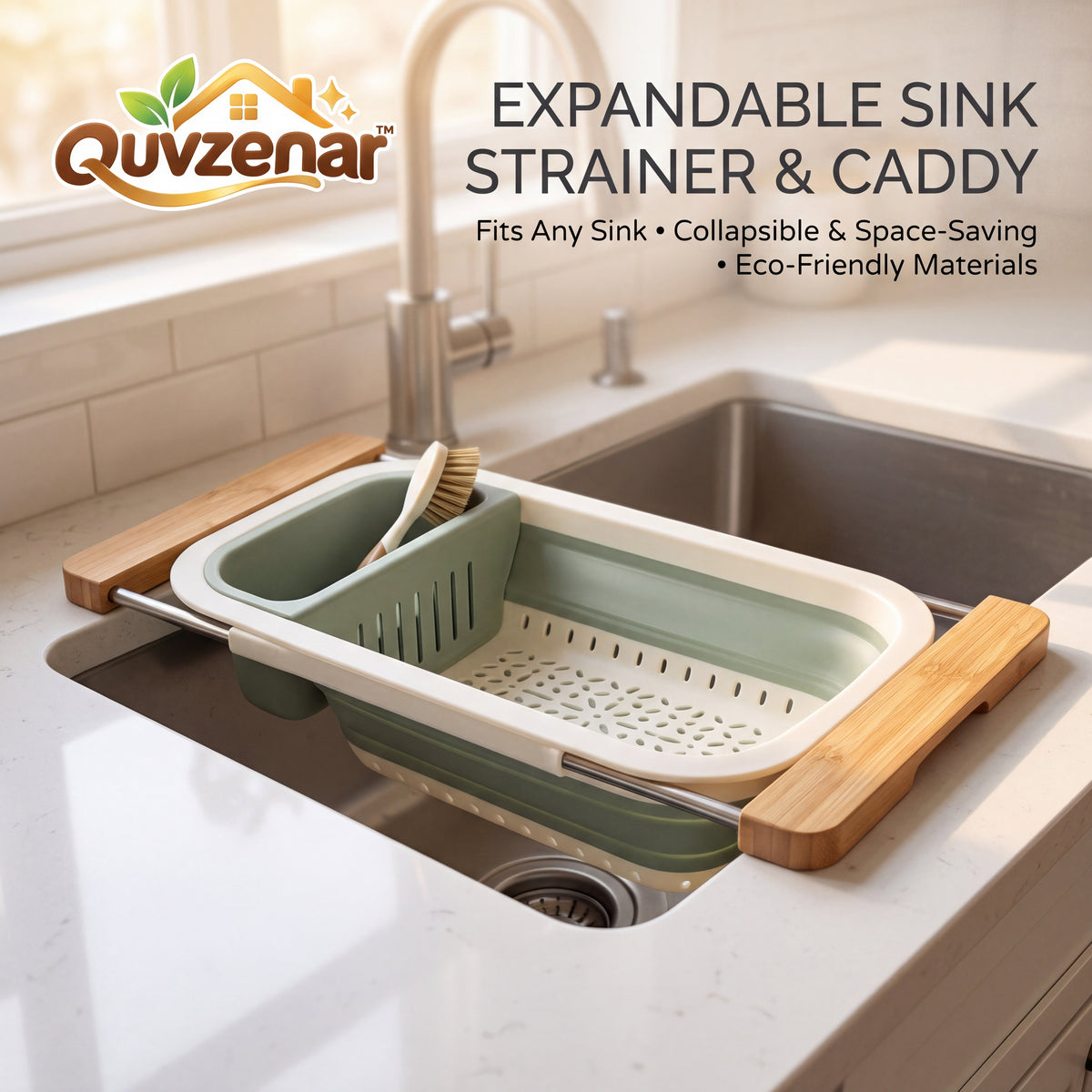 𝒒𝒖𝒗𝒛𝒆𝒏𝒂𝒓™ Expandable Sink Strainer & Caddy — view 1
