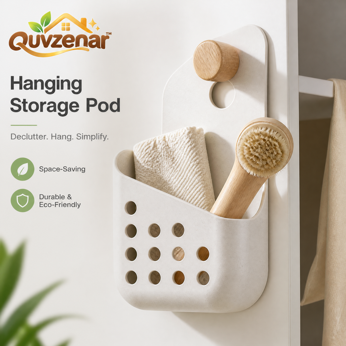 𝒒𝒖𝒗𝒛𝒆𝒏𝒂𝒓™ Hanging Storage Pod with Ventilated Basket — view 1