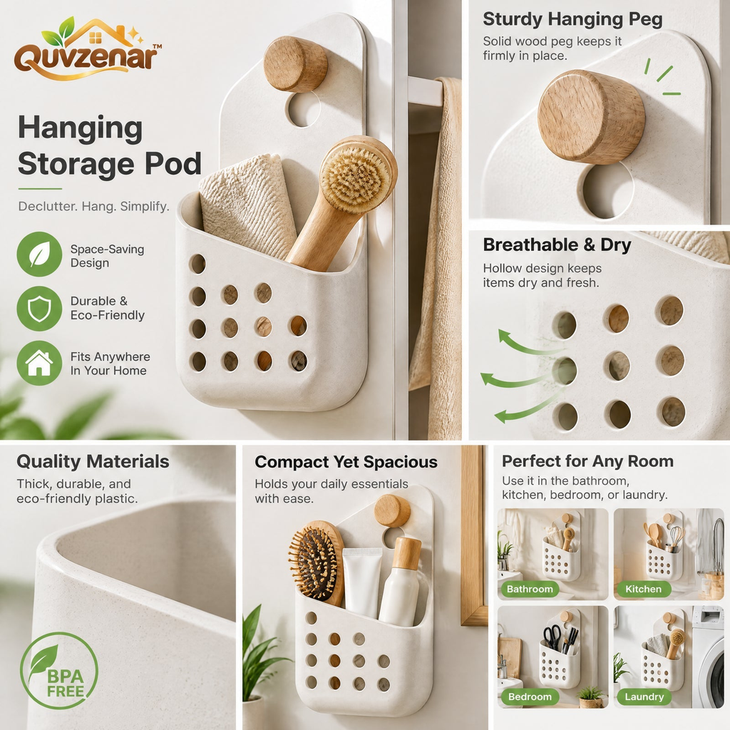 𝒒𝒖𝒗𝒛𝒆𝒏𝒂𝒓™ Hanging Storage Pod with Ventilated Basket — view 4