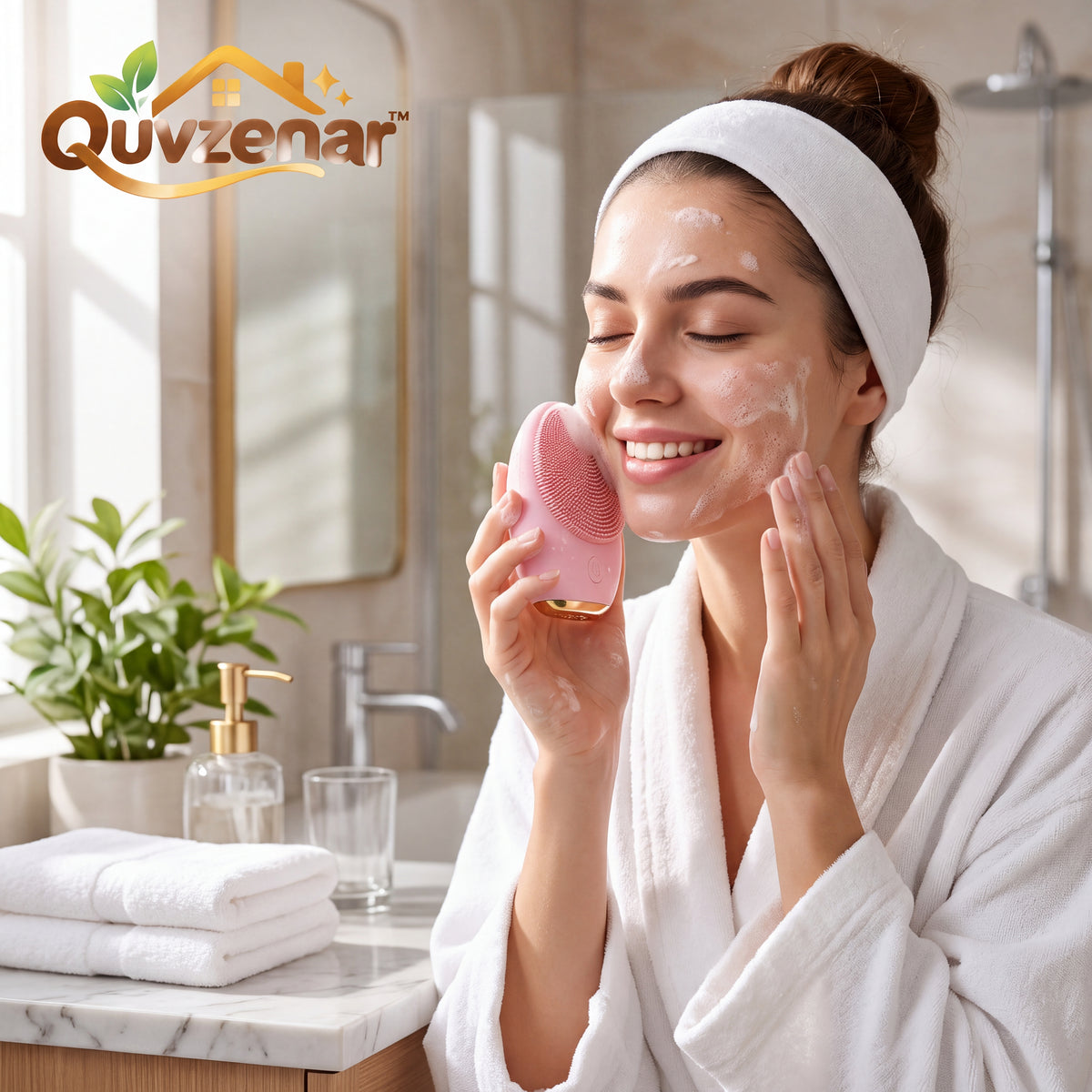 𝒒𝒖𝒗𝒛𝒆𝒏𝒂𝒓™ Compact Facial Cleansing Brush — view 3