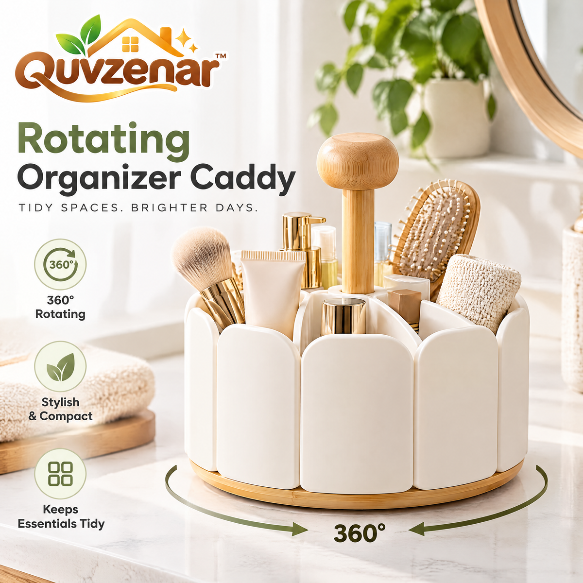 𝒒𝒖𝒗𝒛𝒆𝒏𝒂𝒓™ Rotating Countertop Organizer Caddy — view 1