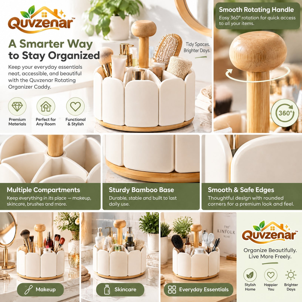 𝒒𝒖𝒗𝒛𝒆𝒏𝒂𝒓™ Rotating Countertop Organizer Caddy — view 4