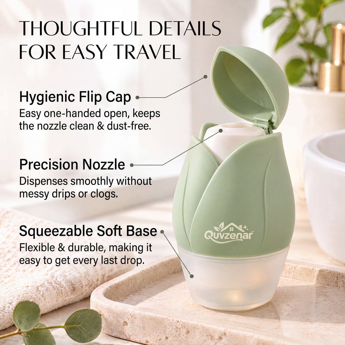 𝒒𝒖𝒗𝒛𝒆𝒏𝒂𝒓™ Compact Travel Toiletry Bottle with Flip Lid — view 3
