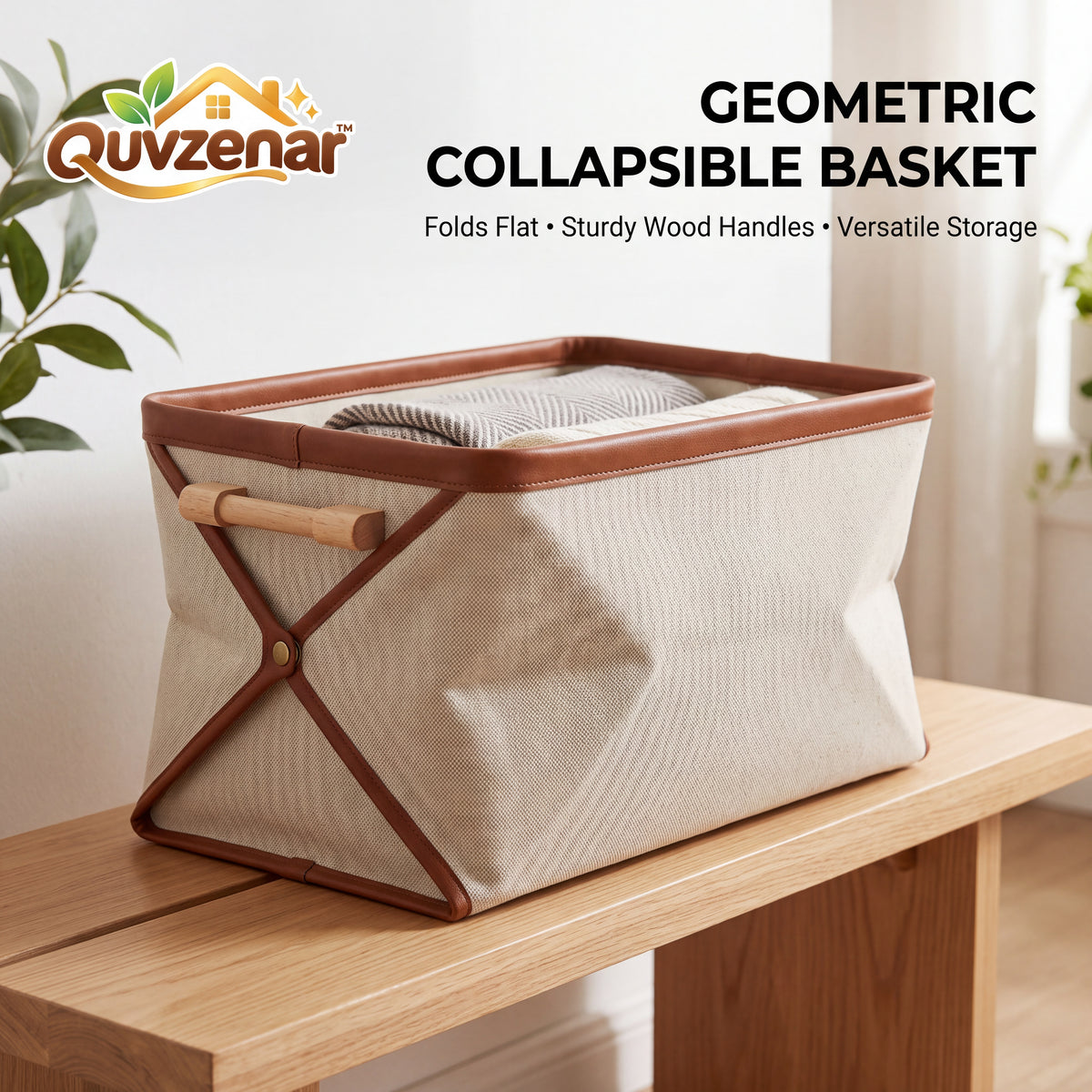 𝒒𝒖𝒗𝒛𝒆𝒏𝒂𝒓™ Geometric Collapsible Storage Basket — view 1
